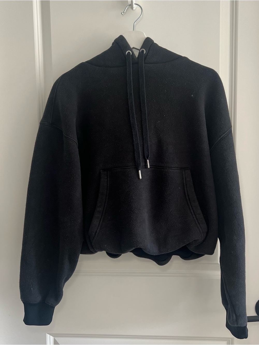 ALEXANDER WANG Black Women's Hoodie Bubble Pullover Sweatshirt Size XS